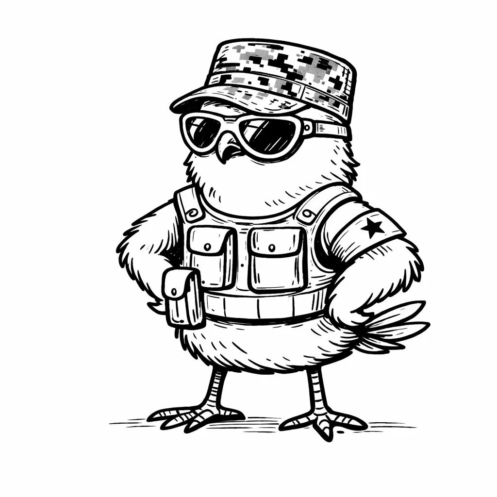 Vojenská ilustrace ptáčka